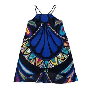 Colorful Abstract Print Tank Top 🎨 Silky Bold Multicolor Pattern • Size S